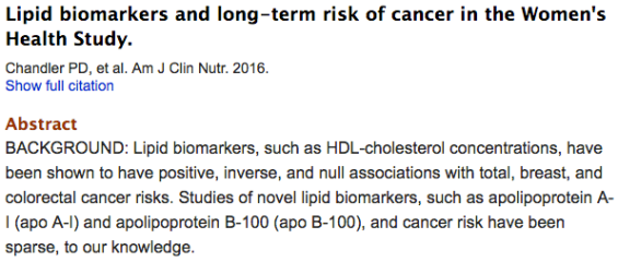 Lipid biomarkers and long-term risk of cancer in the Women's Health Study
